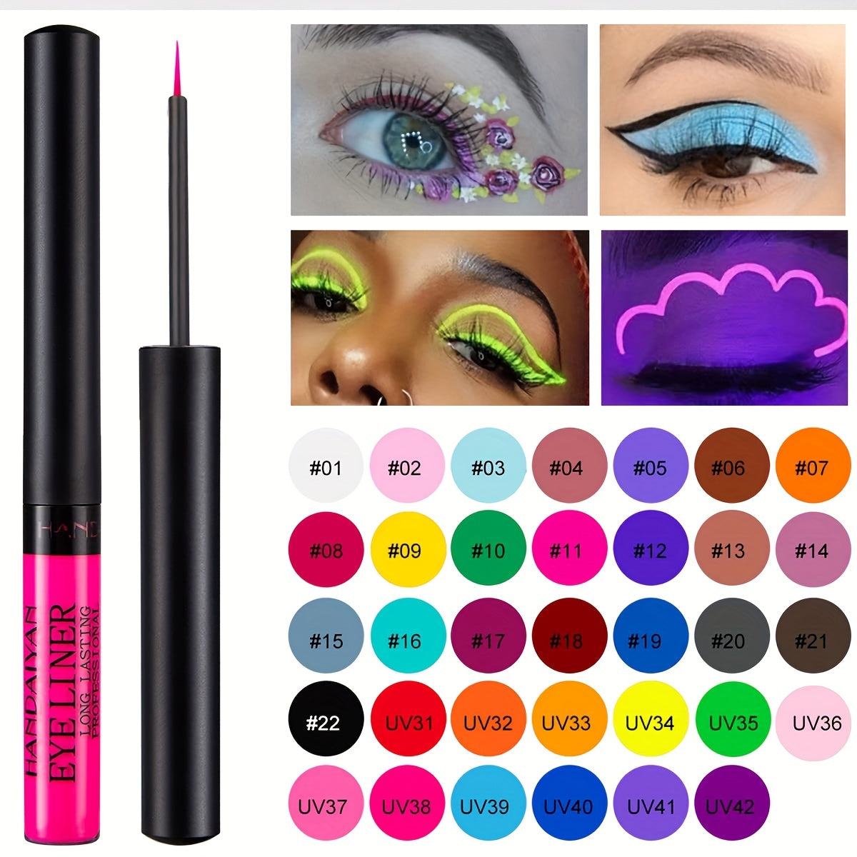 HANDAIYEN- 12-Couleur Eyeliner Mat éclairant la nuit Waterprof