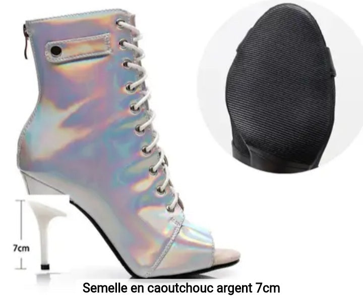 Silver Dream - Bottine heels argenté brillant NOUVEAU