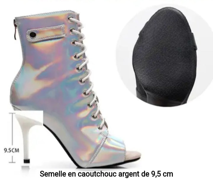 Silver Dream - Bottine heels argenté brillant NOUVEAU