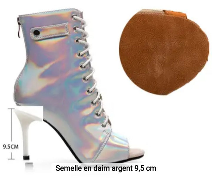 Silver Dream - Bottine heels argenté brillant NOUVEAU