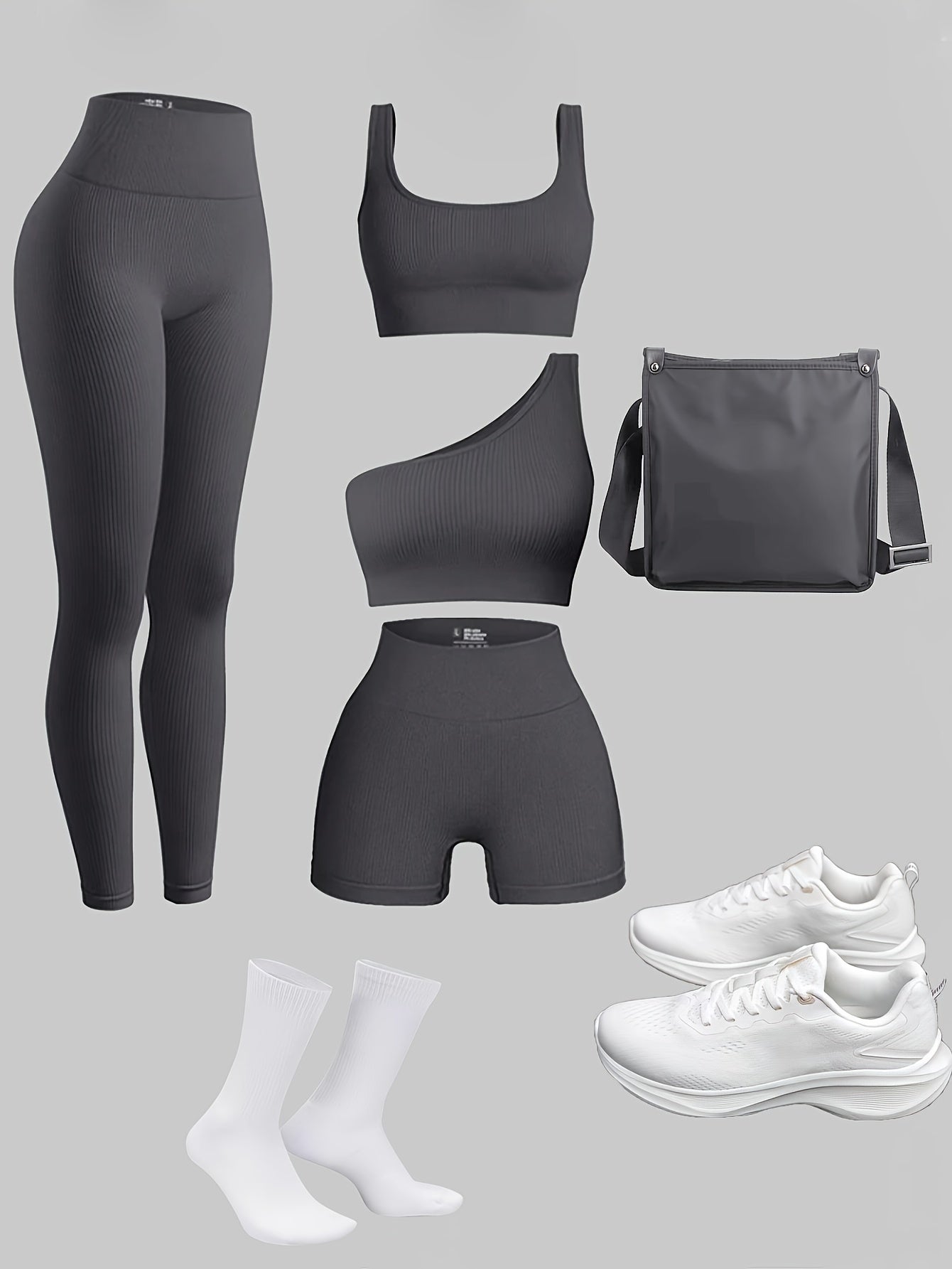 Set sport 4 pièces - Short+2 hauts+1 legging