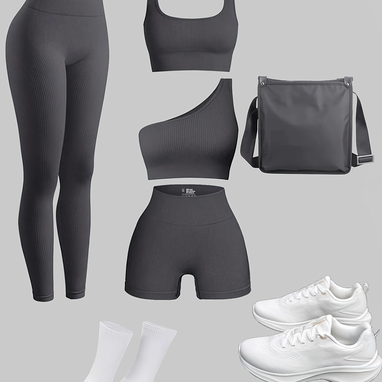 Set sport 4 pièces - Short+2 hauts+1 legging