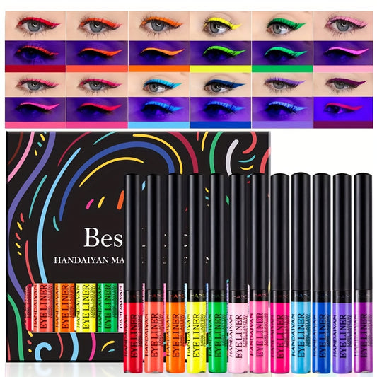 HANDAIYEN- 12-Couleur Eyeliner Mat éclairant la nuit Waterprof