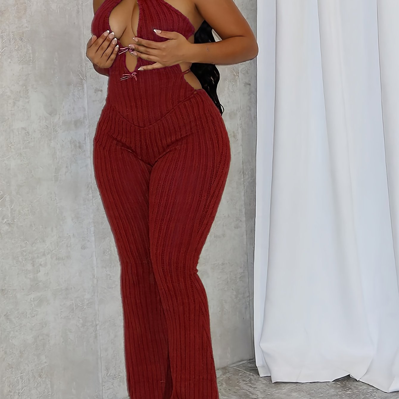 Romper -Combinaison pantalon sexy décolleté plongeant