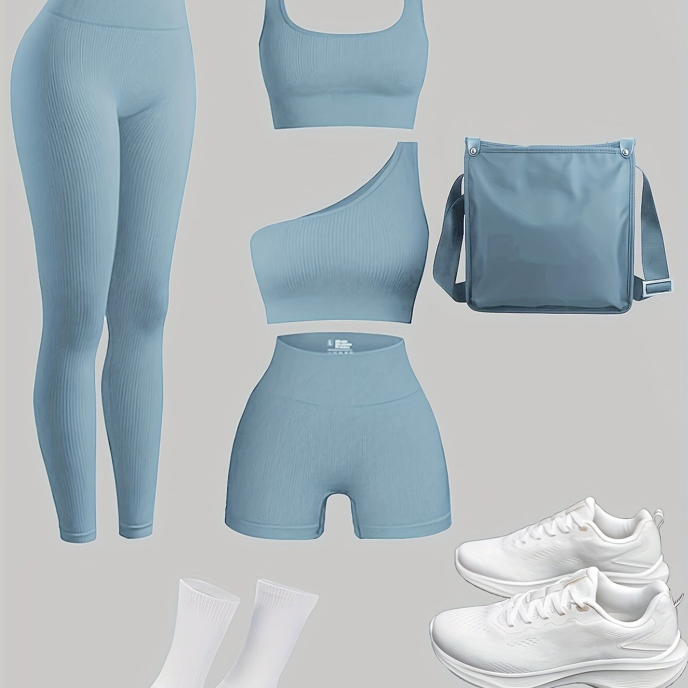 Set sport 4 pièces - Short+2 hauts+1 legging