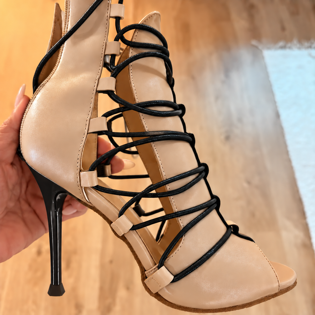 Zana beige noir- Bottine Heels Talons élégant personnalisable