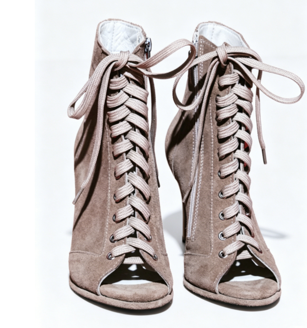 Camelia beige- Daim Bottine heels Talon Elegants