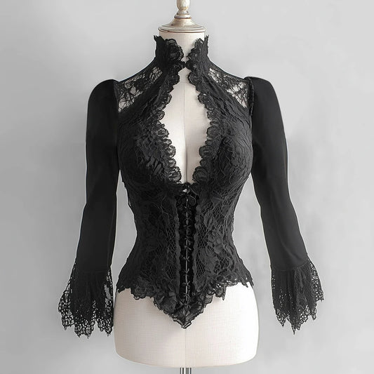 Mylwia - Haut noir dentelle