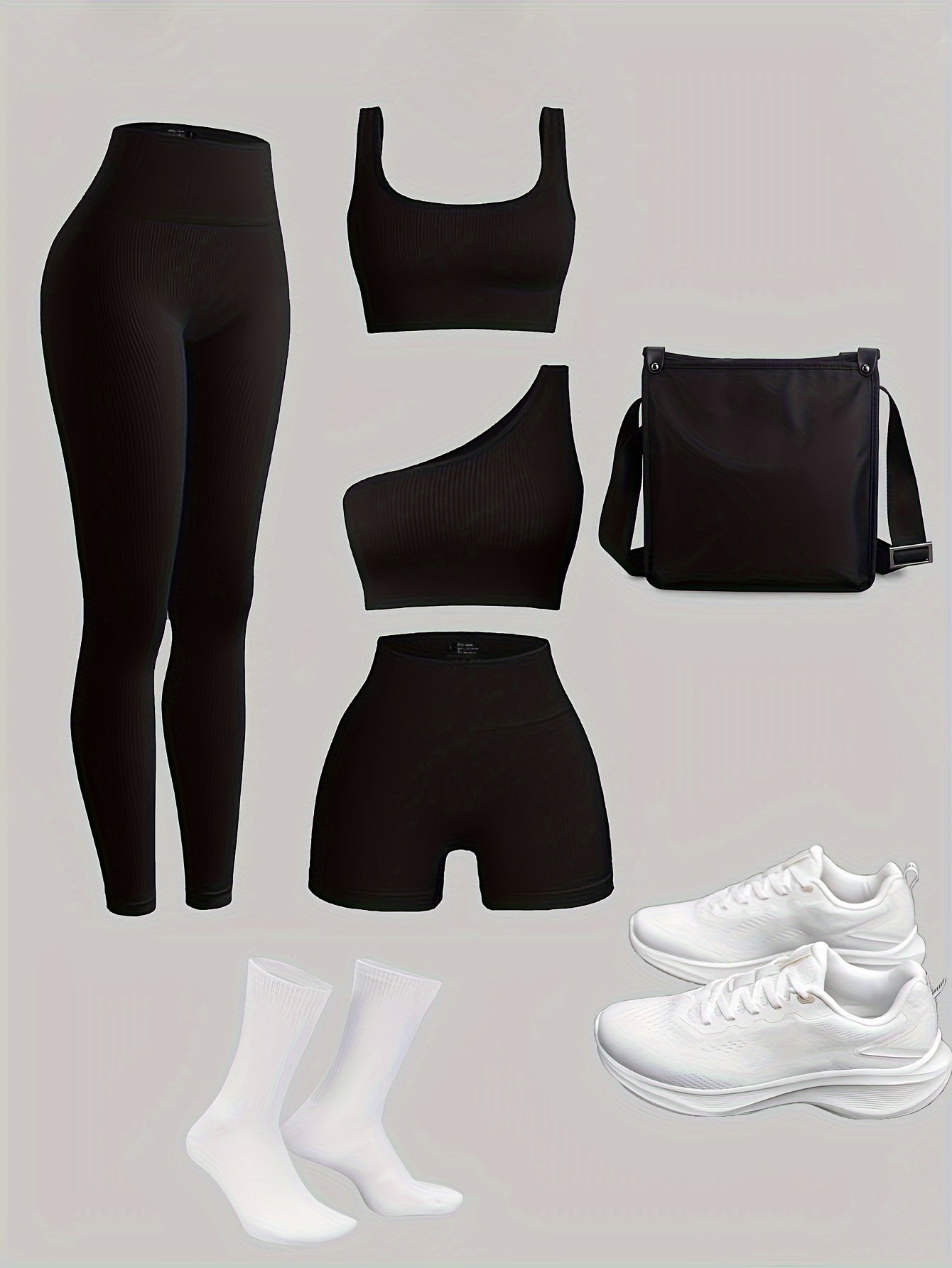 Set sport 4 pièces - Short+2 hauts+1 legging