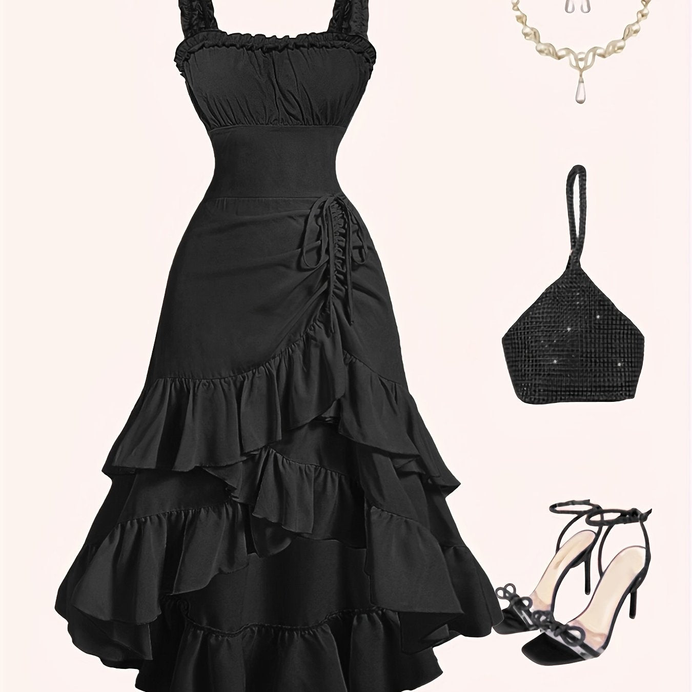 Perta-Robe longue latine élégante sans manches