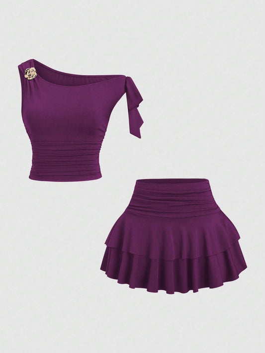 Missole- Ensemble jupe short violet S au XL
