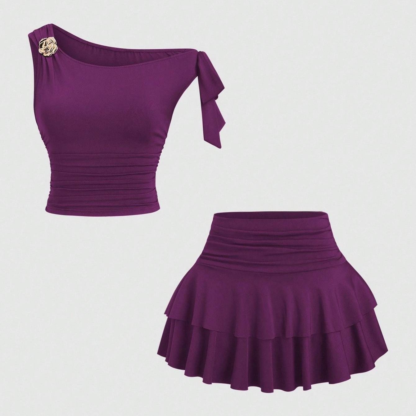 Missole- Ensemble jupe short violet S au XL