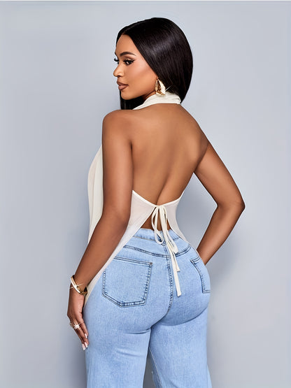 Bohème Voile – Haut transparent dos nu, chic bohème