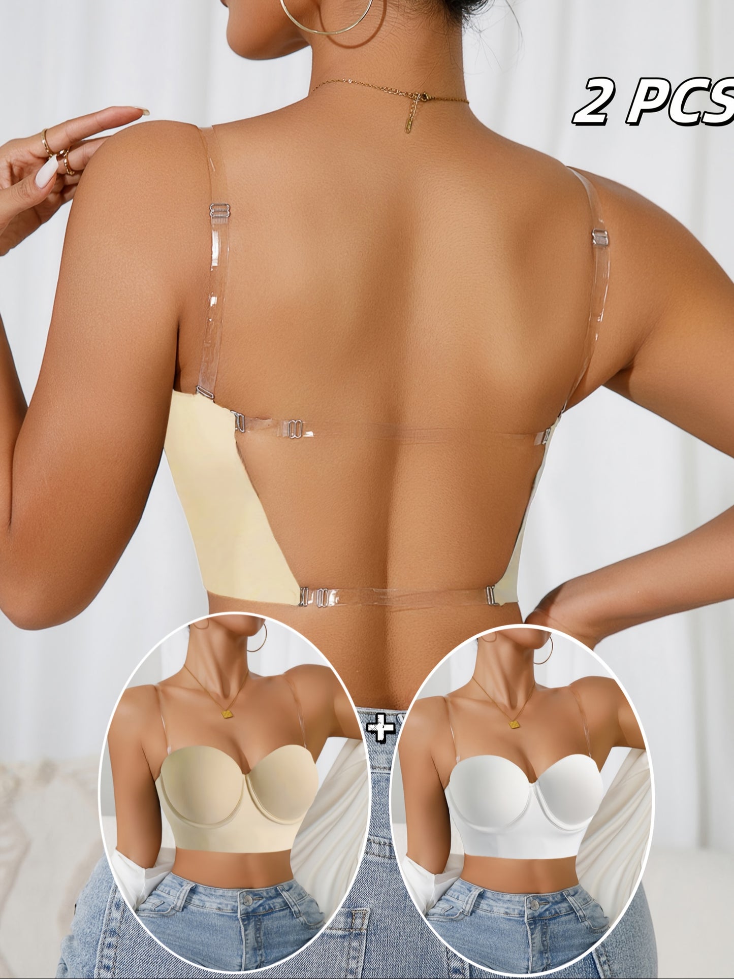 Sexy Backless  Pack 2 Soutien-Gorge Push-Up dos nu