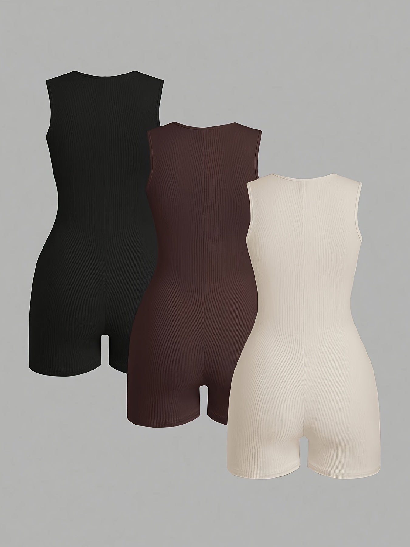 Jade- Ensemble 3 combishort noir/blan/marron XS au XXL