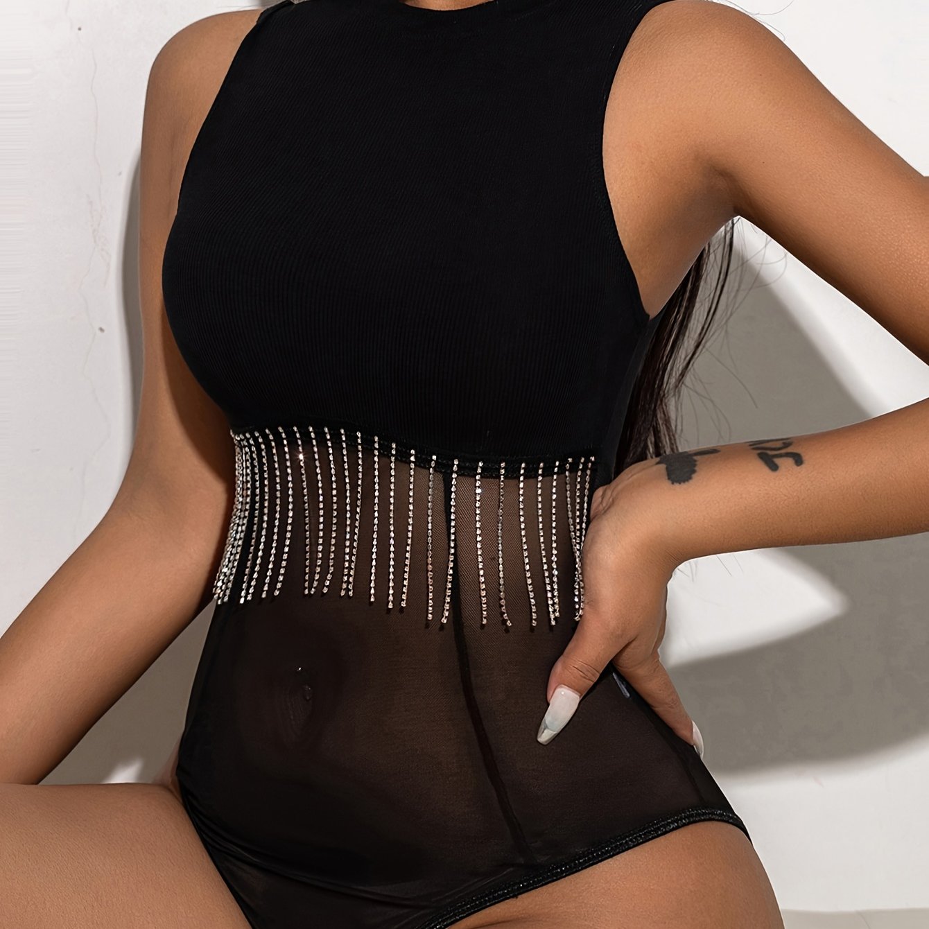 Strety- Body sexy transparent et frange