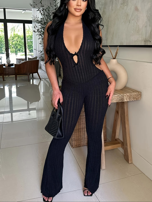 Romper -Combinaison pantalon sexy décolleté plongeant