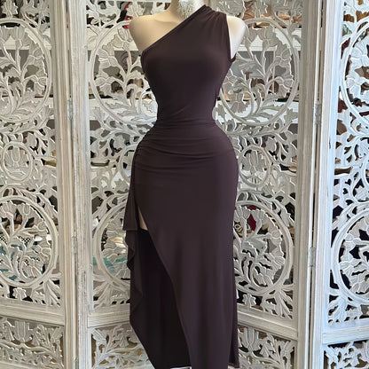 Grown - Robe latine fluide marron S au XXL