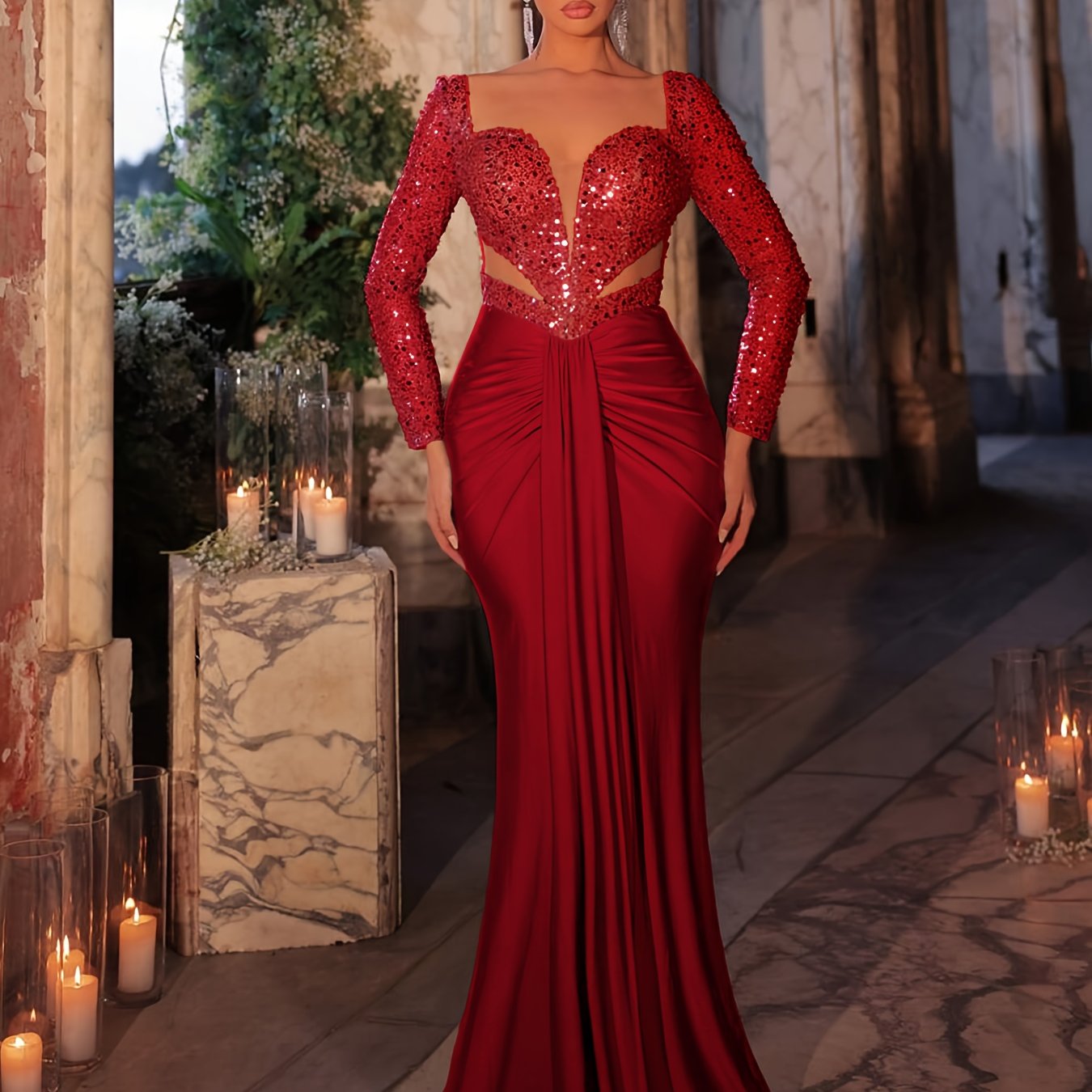 Perla Sirène – Robe dos nu à perles, coupe queue de poisson chic