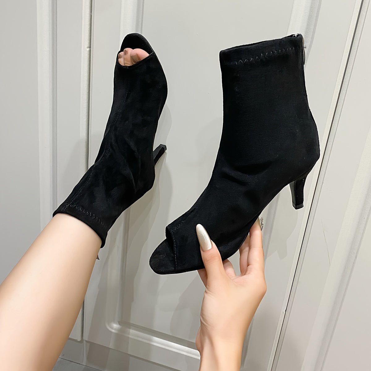 Fashionboot- bottine fermé danse heels RUBBER/7cm