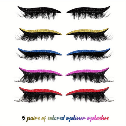 Eyeshadow-Lot de 5 paires autocollants fards à paupières et faux cils