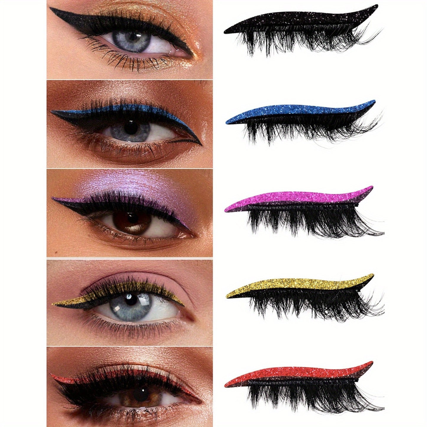 Eyeshadow-Lot de 5 paires autocollants fards à paupières et faux cils
