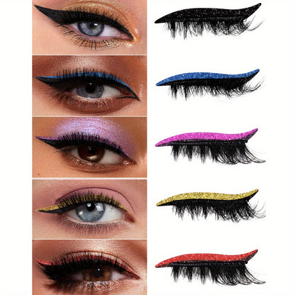 Eyeshadow-Lot de 5 paires autocollants fards à paupières et faux cils