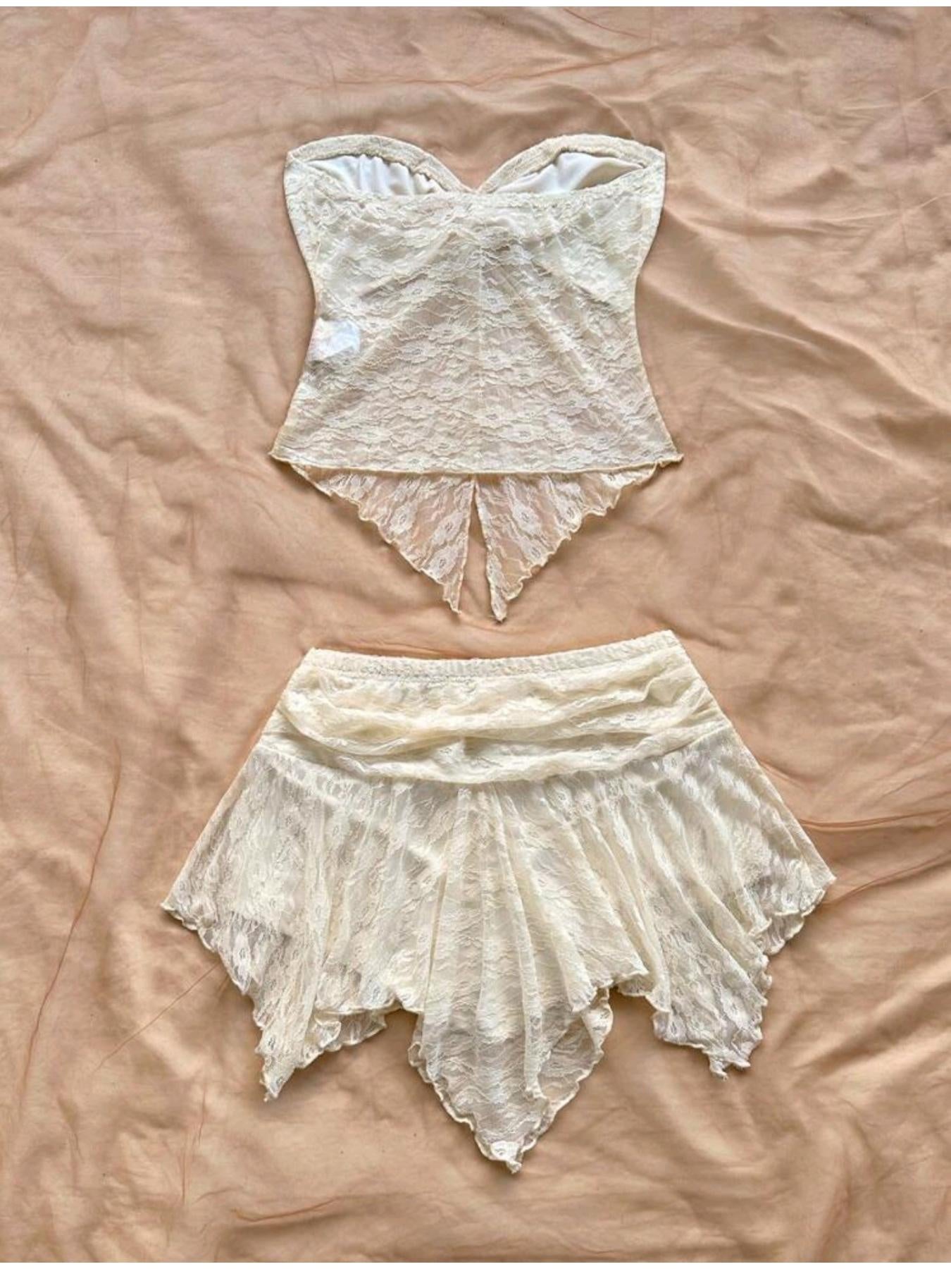 LaceTop- Ensemble haut et jupe short