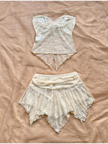 LaceTop- Ensemble haut et jupe short