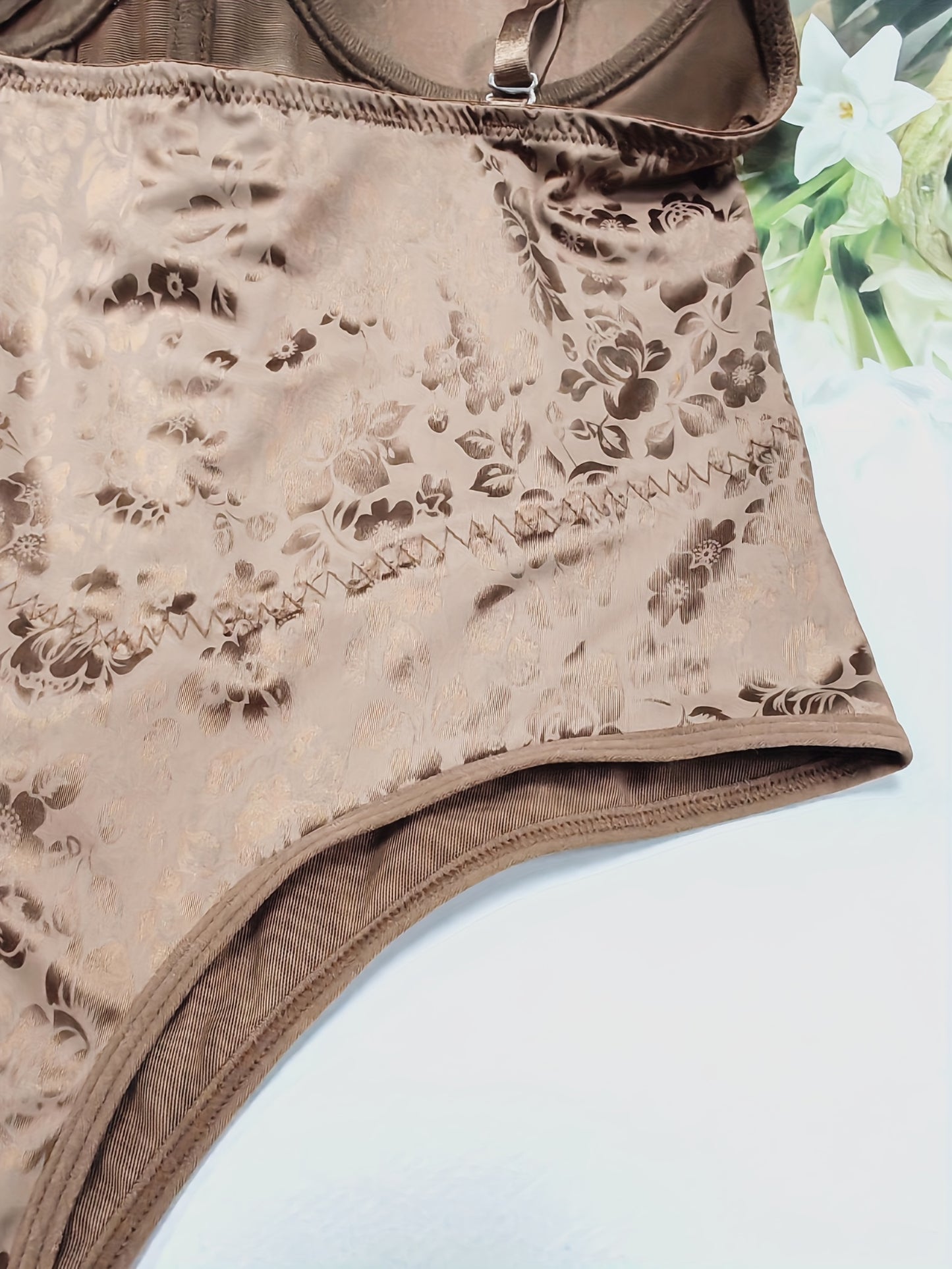 Ganody - Body élégant en dentelle florale et résille pour femme