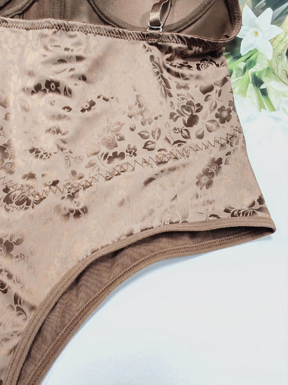 Ganody - Body élégant en dentelle florale et résille pour femme