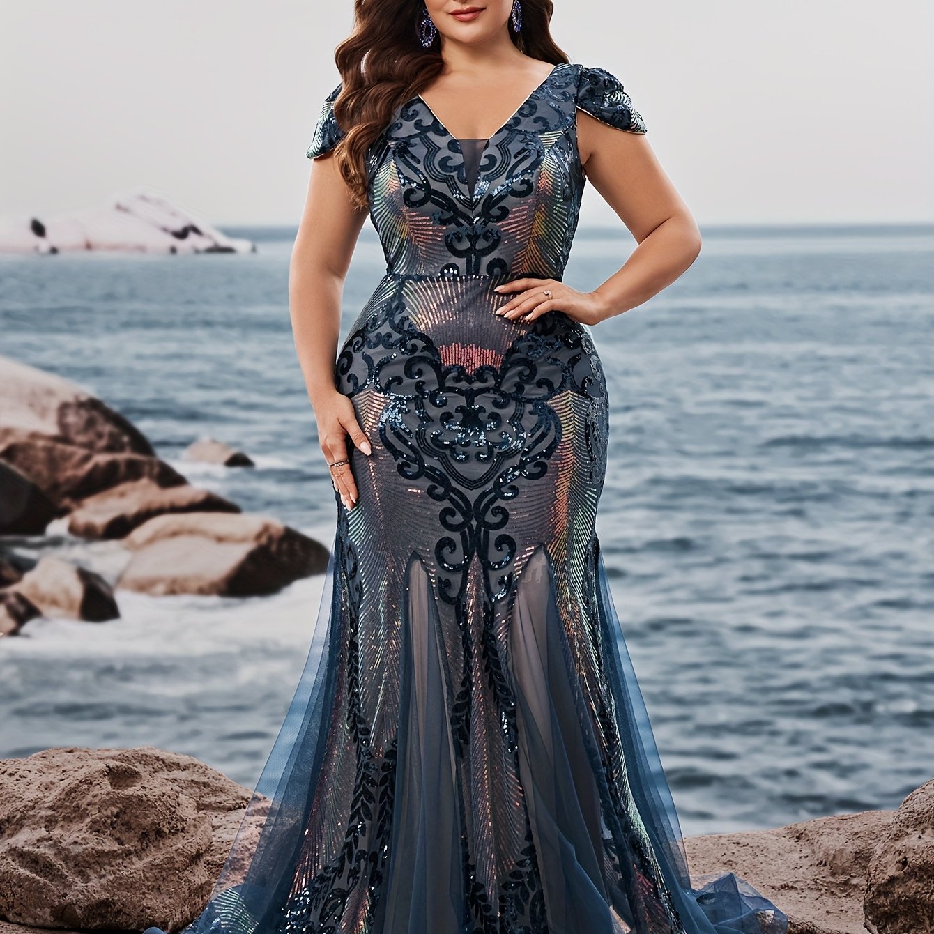 Galaxia Émeraude – robe sirène sequins Grande taille