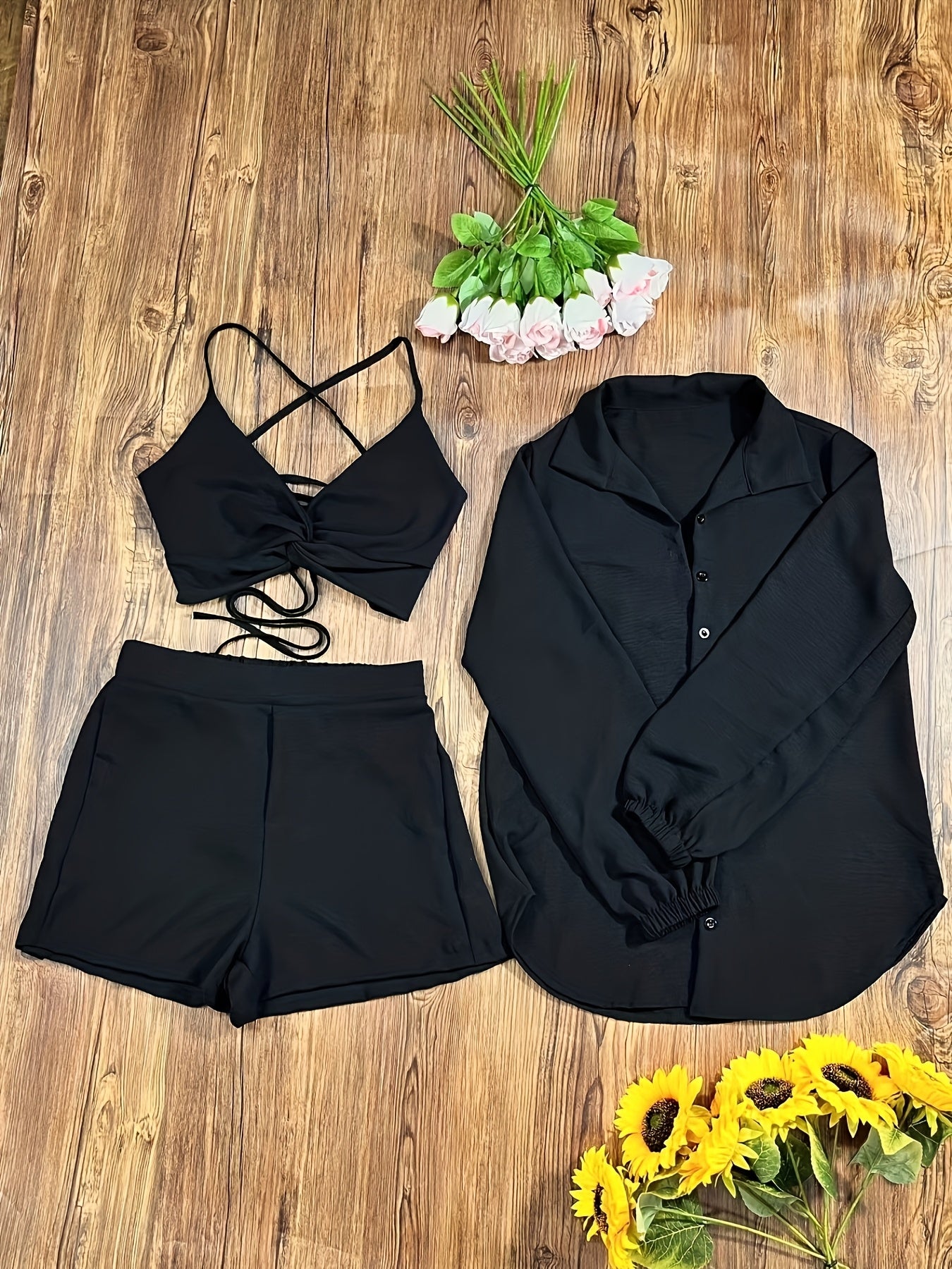 Camisole- Ensemble short + haut + veste