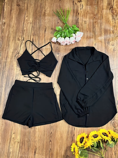 Camisole- Ensemble short + haut + veste