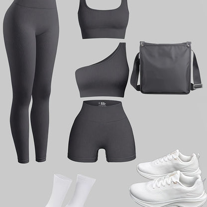 Set sport 4 pièces - Short+2 hauts+1 legging