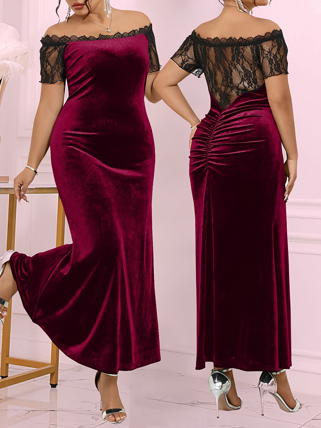 Velter – robe violette col halter Grande Taille