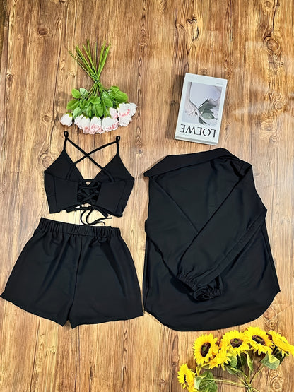 Camisole- Ensemble short + haut + veste