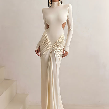 CASCADE PORRCEY – Robe sirène manches longues brillante