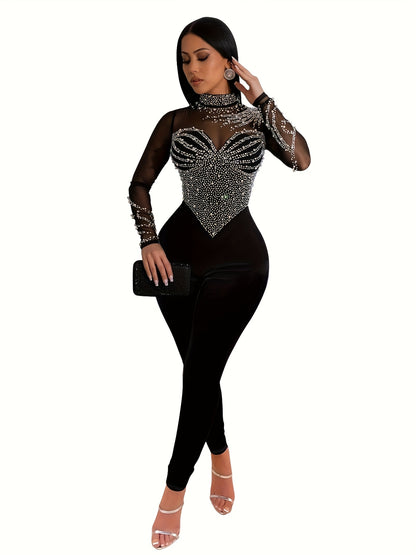 Strass Diva – Maille noire, strass raffinés, allure de star.