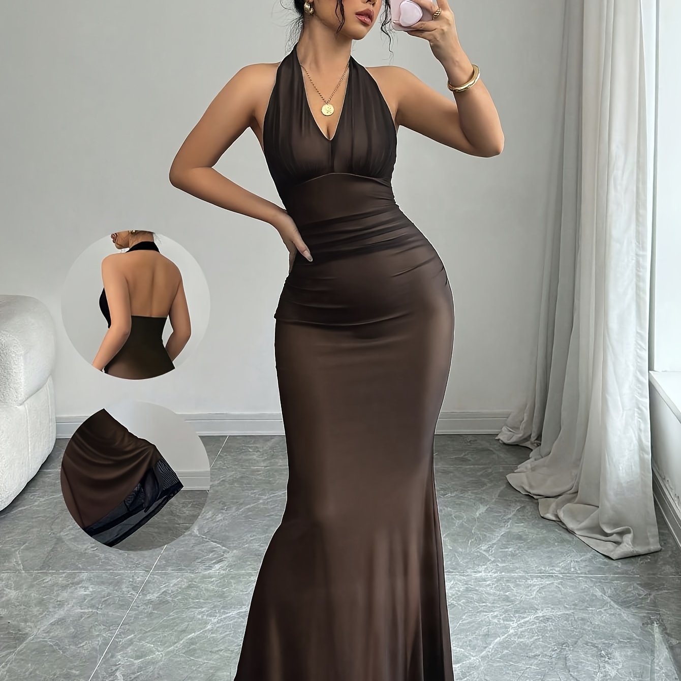 Lunaria – robe trapèze scintillante, dos nu