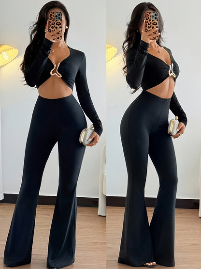 Orna-Combinaison-robe sexy pour femme, décolleté plongeant