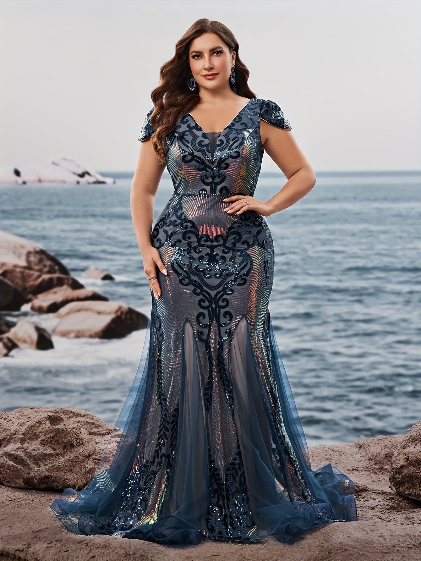 Galaxia Émeraude – robe sirène sequins Grande taille