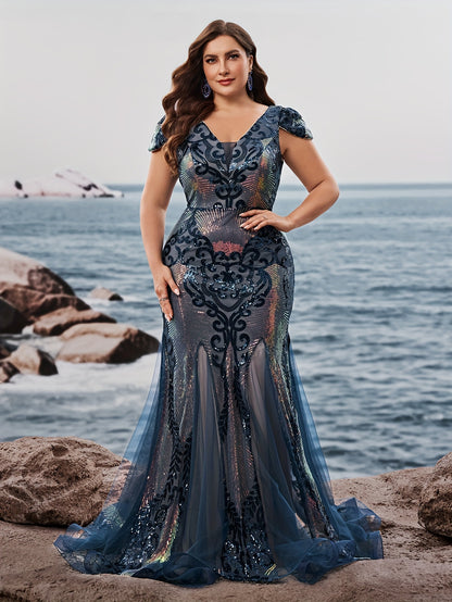 Galaxia Émeraude – robe sirène sequins Grande taille