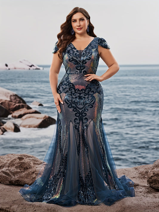 Galaxia Émeraude – robe sirène sequins Grande taille
