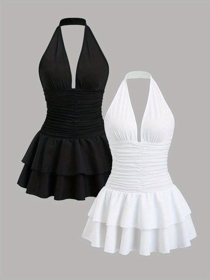 Bretta - Robe mini short dos nu à volants XS à XL