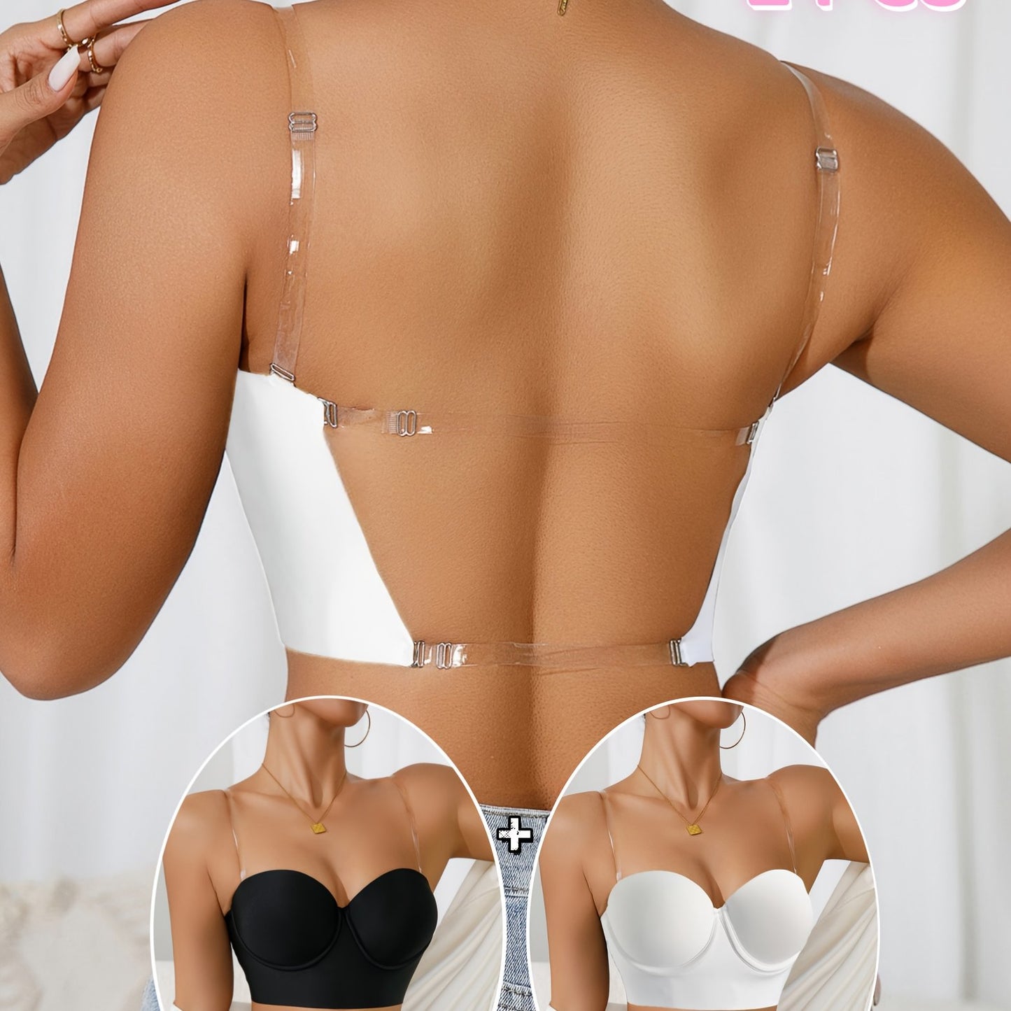 Sexy Backless  Pack 2 Soutien-Gorge Push-Up dos nu