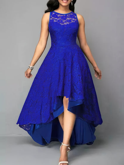 AZURA LACE – Robe bleue asymétrique en dentelle