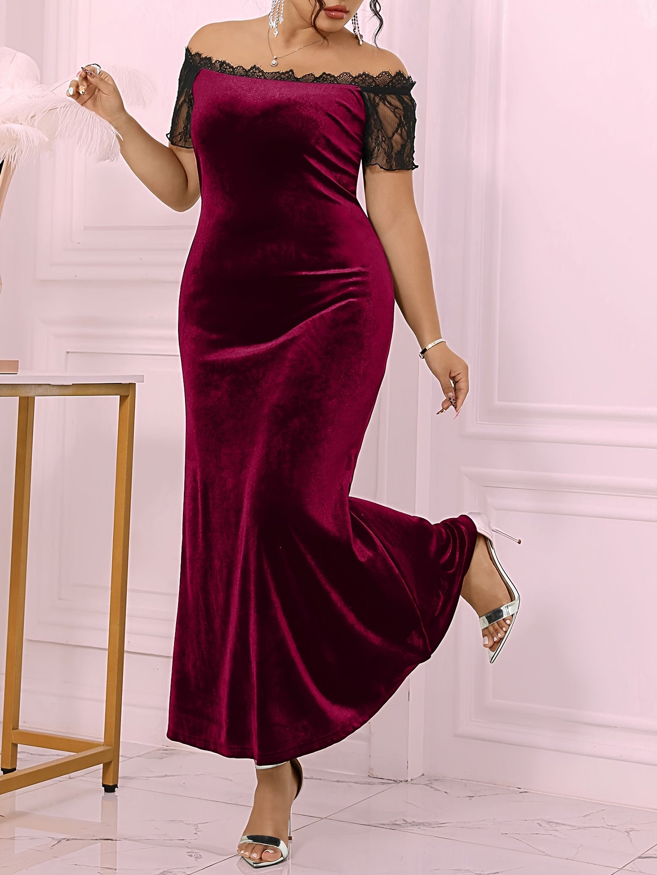 Velter – robe violette col halter Grande Taille