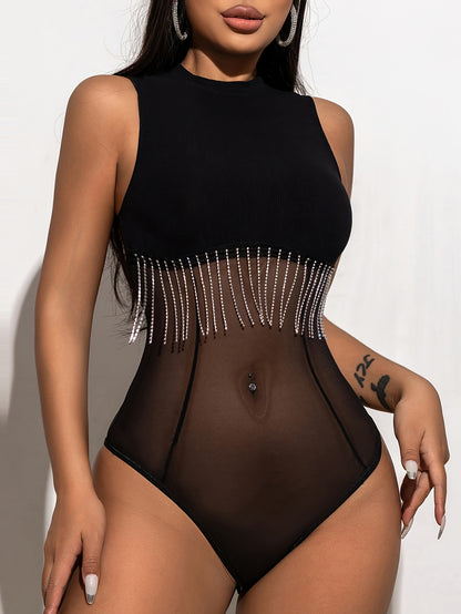 Strety- Body sexy transparent et frange