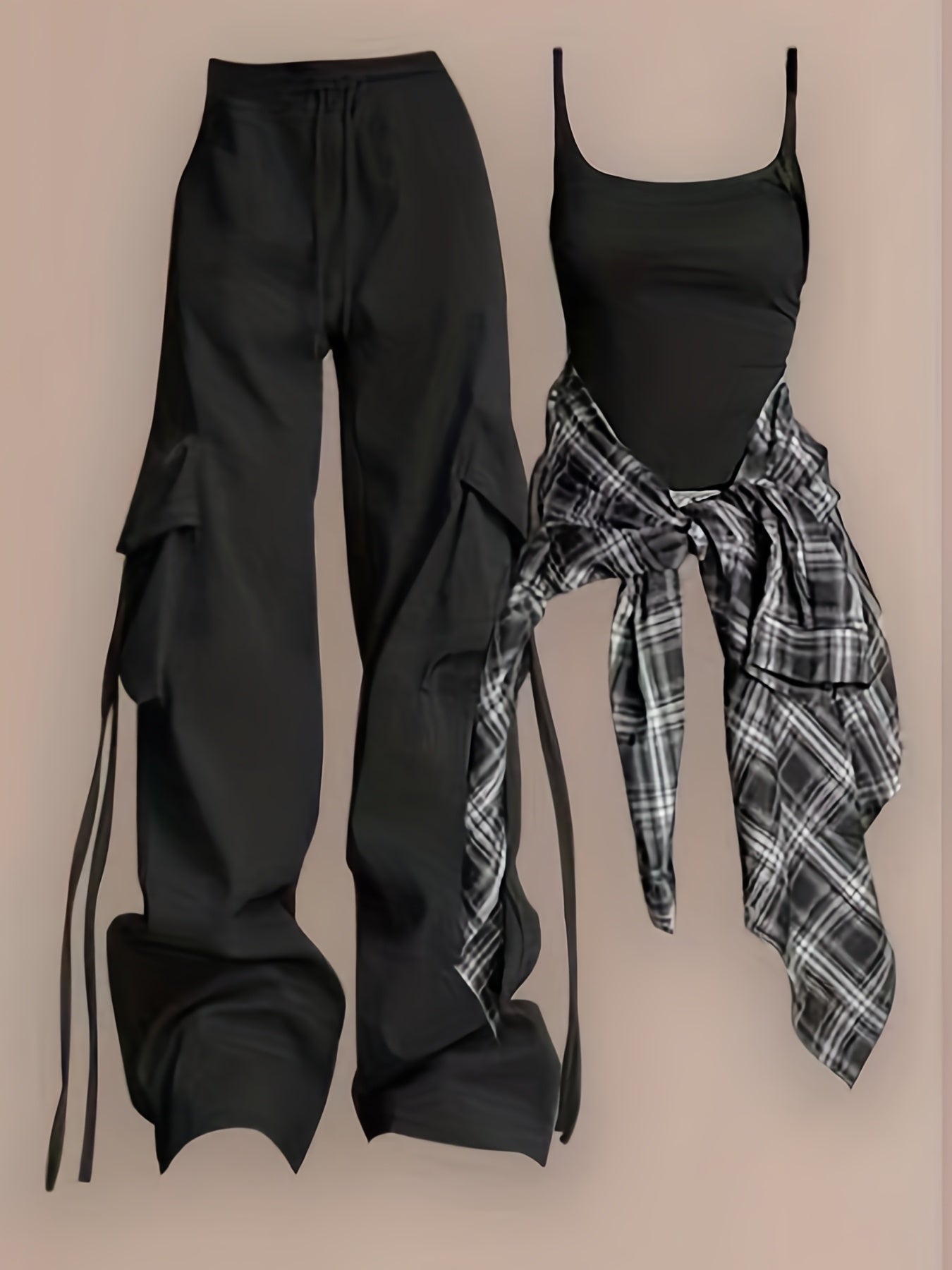 Steevy- 3pcs Y2k pantalon, chemise, haut